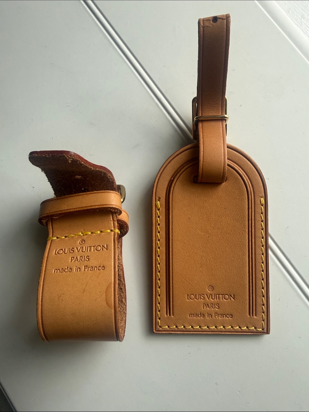 Authentic Louis Vuitton Vachetta Luggage Tag & Poignet Set - Picture 9 of 10